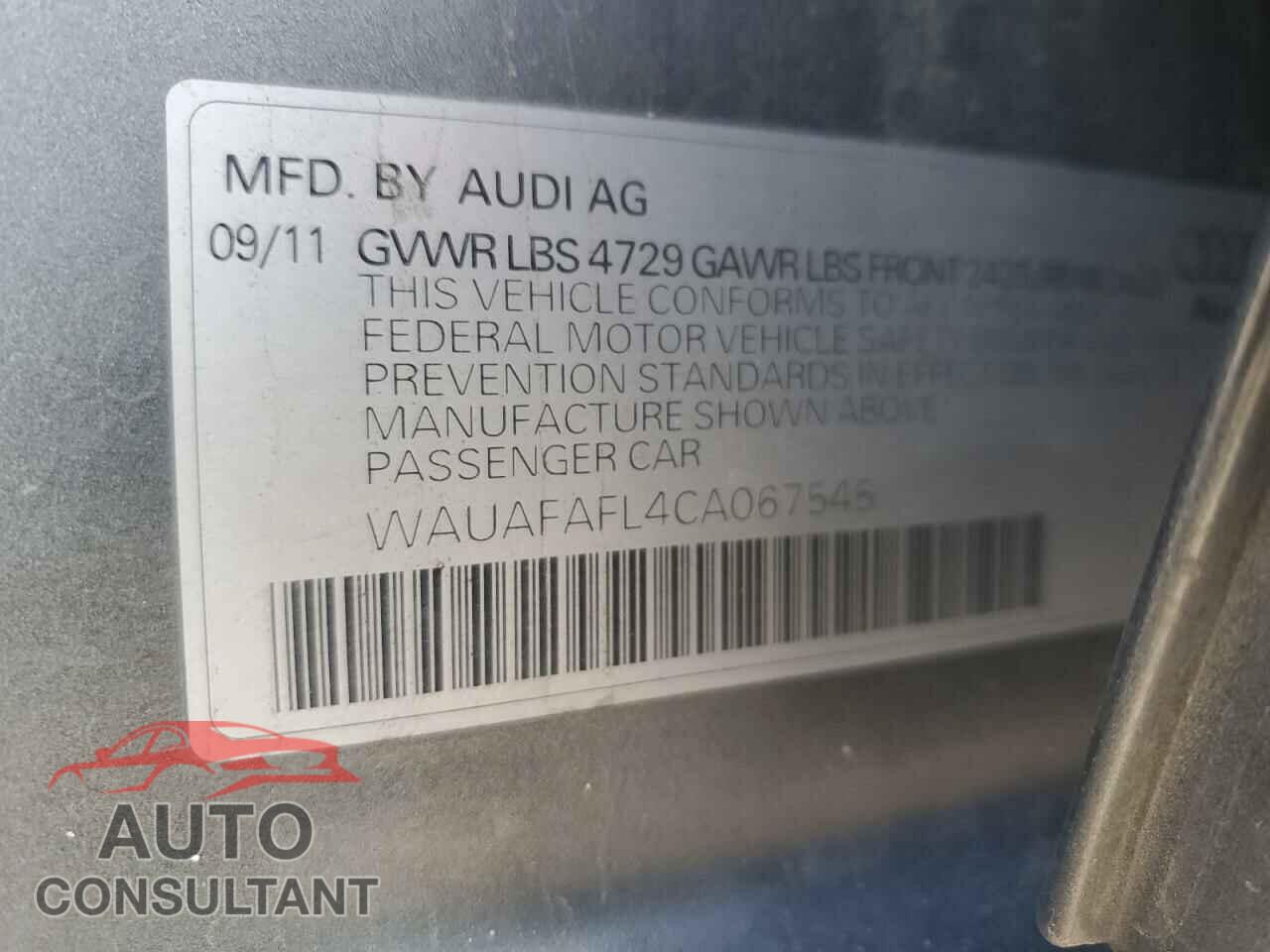 AUDI A4 2012 - WAUAFAFL4CA067545