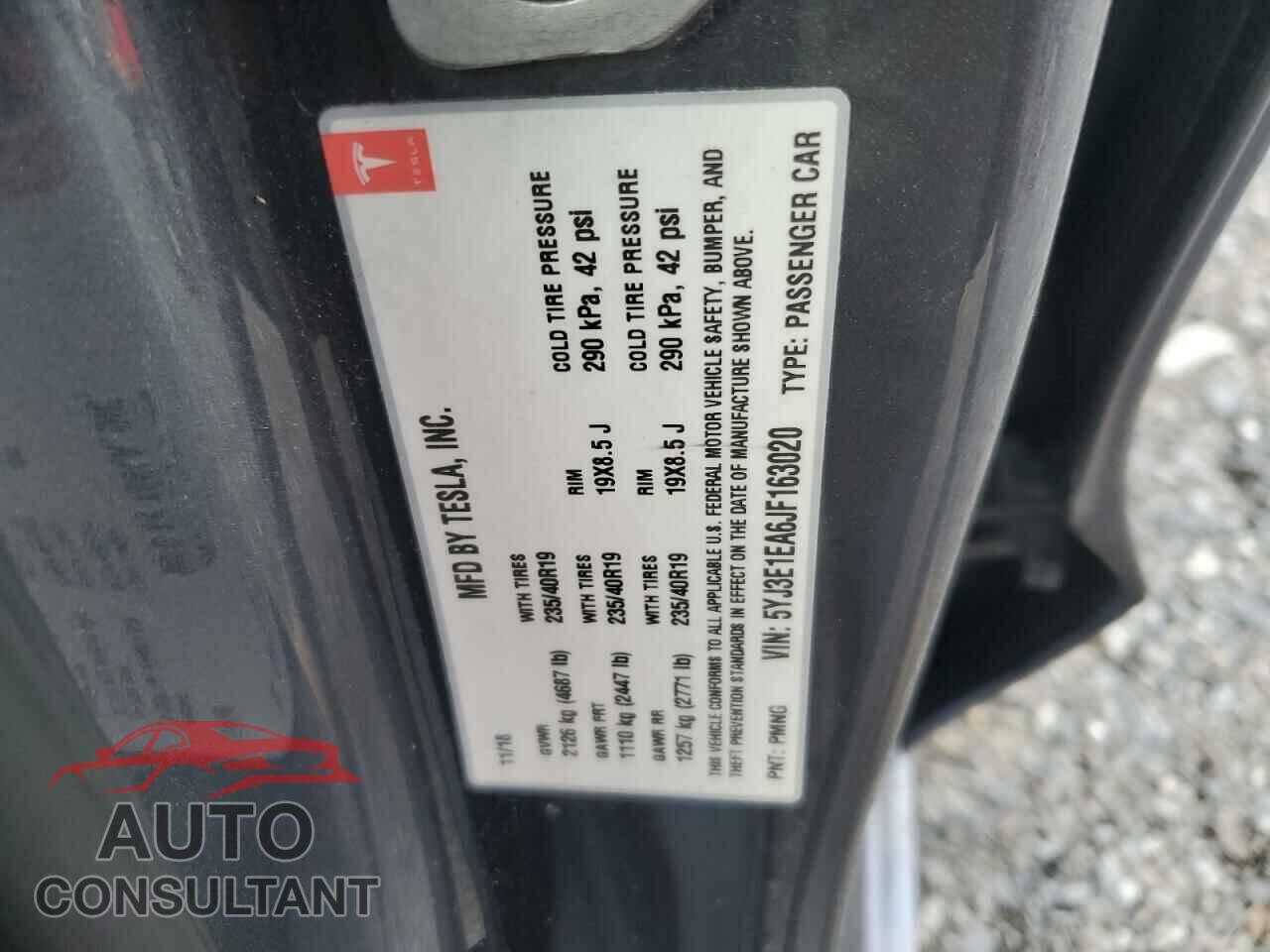 TESLA MODEL 3 2018 - 5YJ3E1EA6JF163020