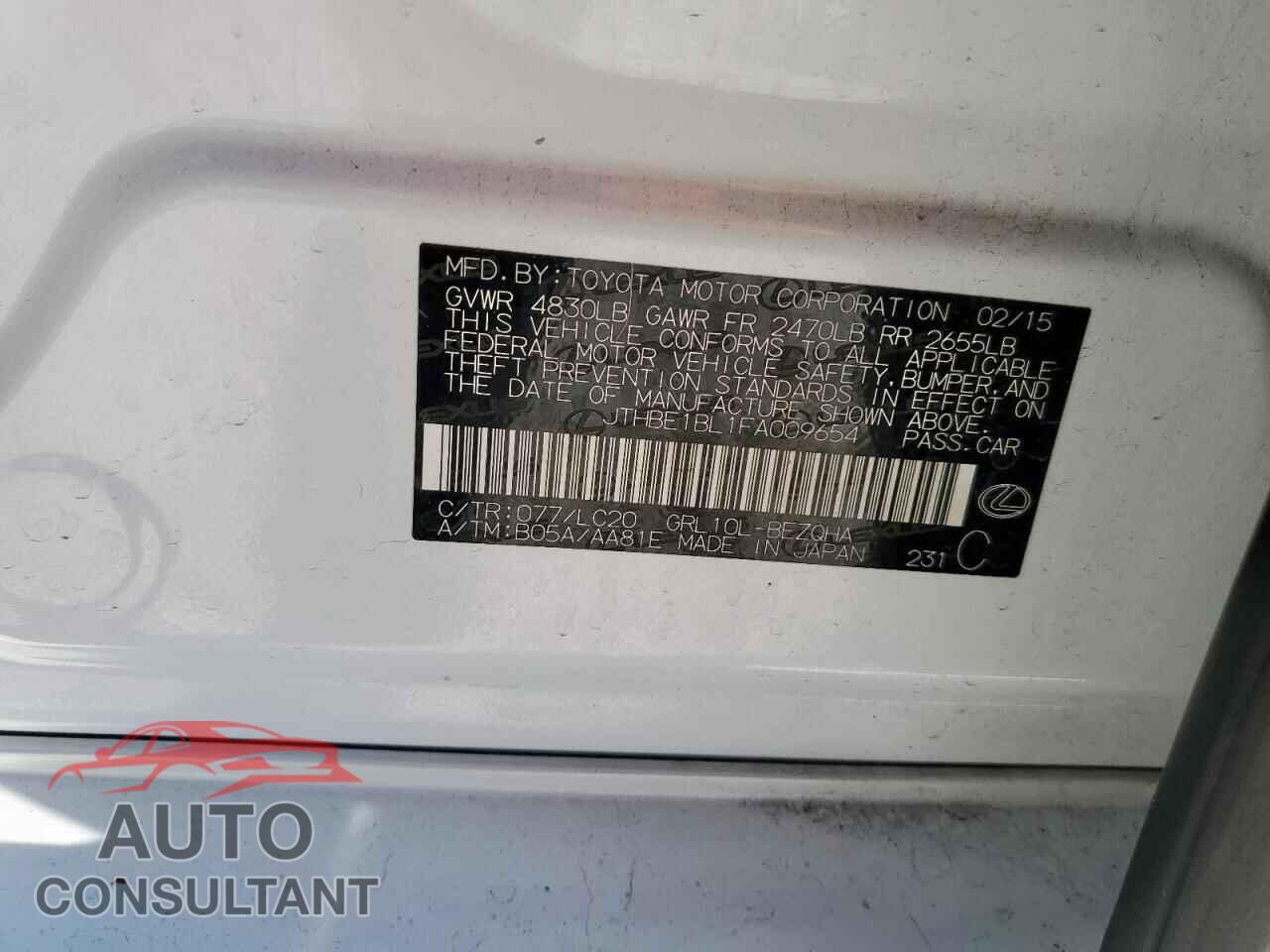 LEXUS GS350 2015 - JTHBE1BL1FA009654