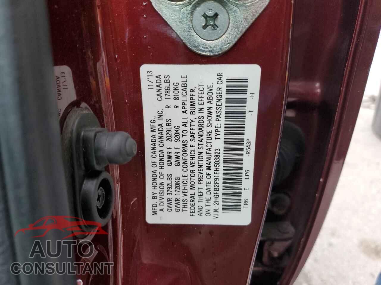 HONDA CIVIC 2014 - 2HGFB2F91EH503823