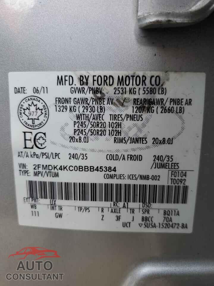 FORD EDGE 2011 - 2FMDK4KC0BBB45384