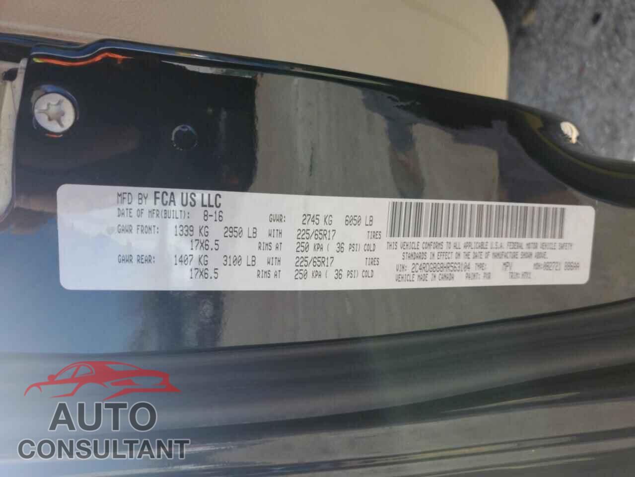 DODGE CARAVAN 2017 - 2C4RDGBG8HR563104
