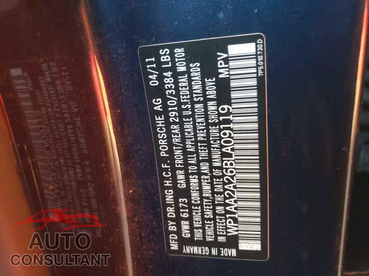 PORSCHE CAYENNE 2011 - WP1AA2A26BLA09119