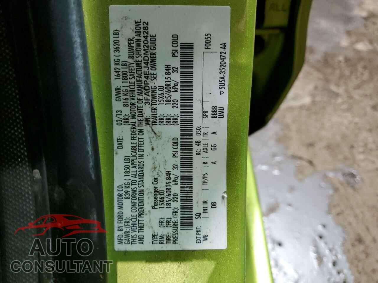 FORD FIESTA 2013 - 3FADP4EJ4DM204282