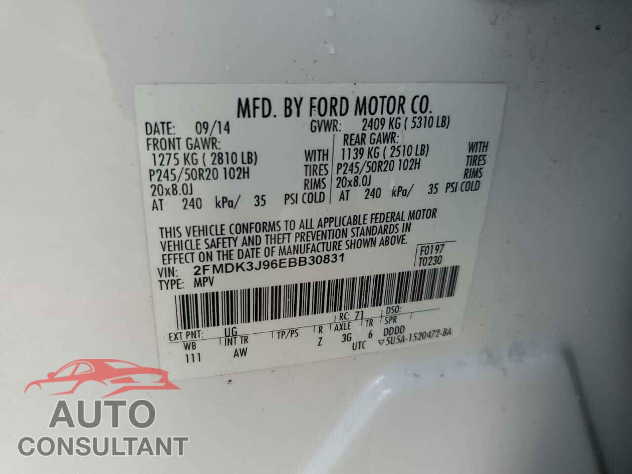 FORD EDGE 2014 - 2FMDK3J96EBB30831