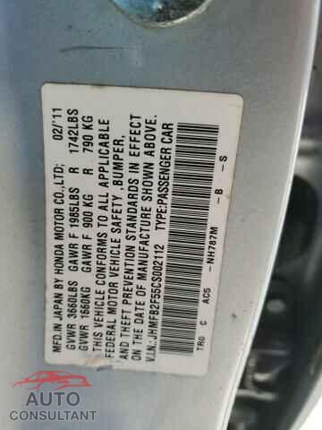 HONDA CIVIC 2012 - JHMFB2F55CS002112