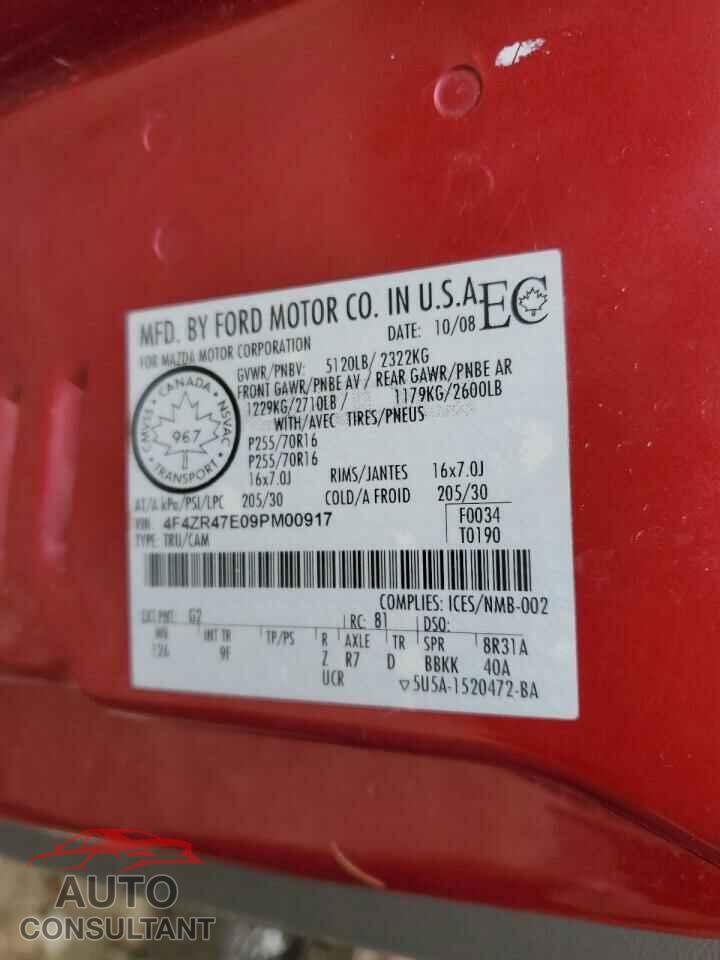 MAZDA B4000 2009 - 4F4ZR47E09PM00917