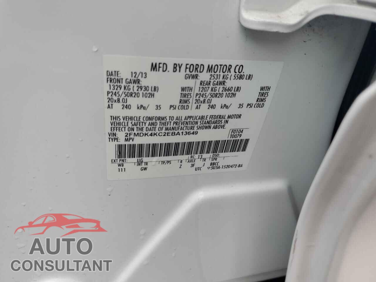 FORD EDGE 2014 - 2FMDK4KC2EBA13649