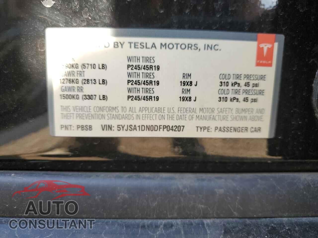 TESLA MODEL S 2013 - 5YJSA1DN0DFP04207
