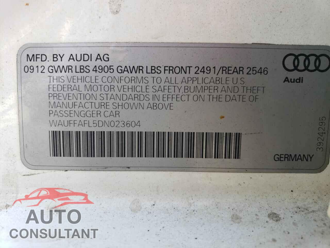 AUDI A4 2013 - WAUFFAFL5DN023604