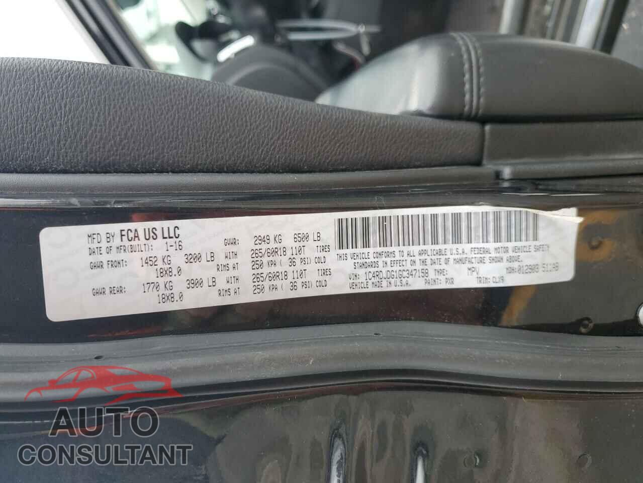 DODGE DURANGO 2016 - 1C4RDJDG1GC347158