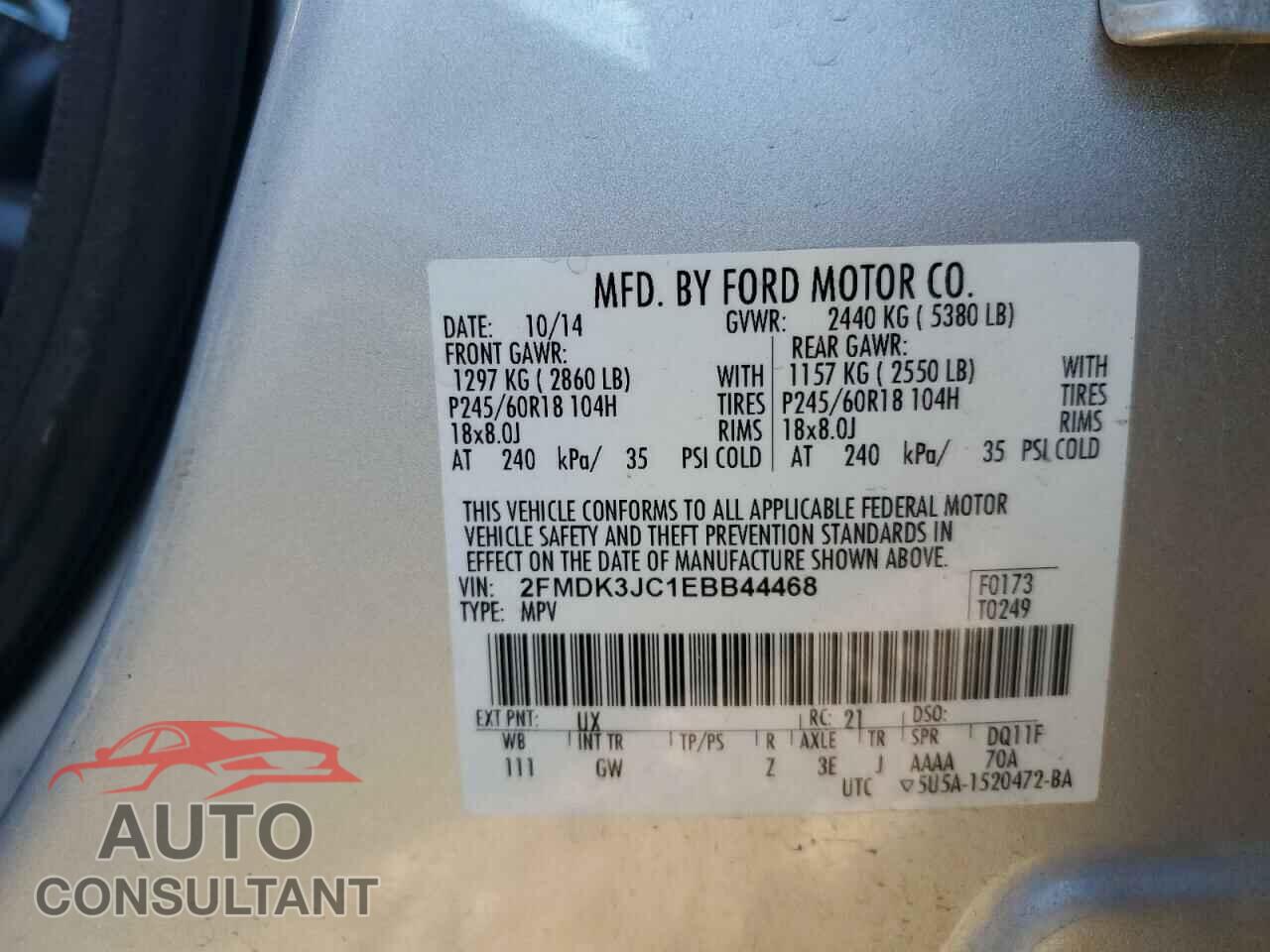 FORD EDGE 2014 - 2FMDK3JC1EBB44468