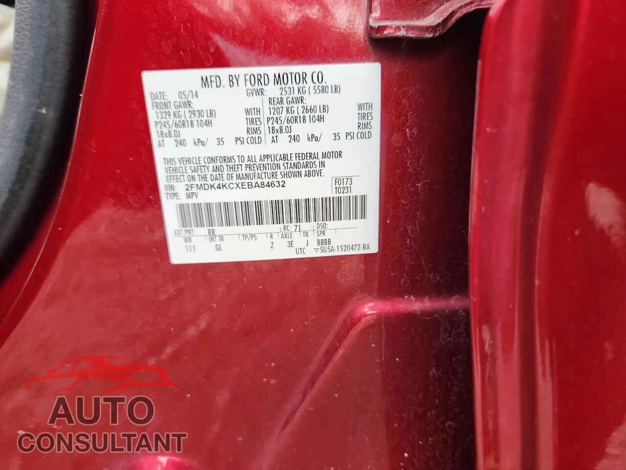 FORD EDGE 2014 - 2FMDK4KCXEBA84632