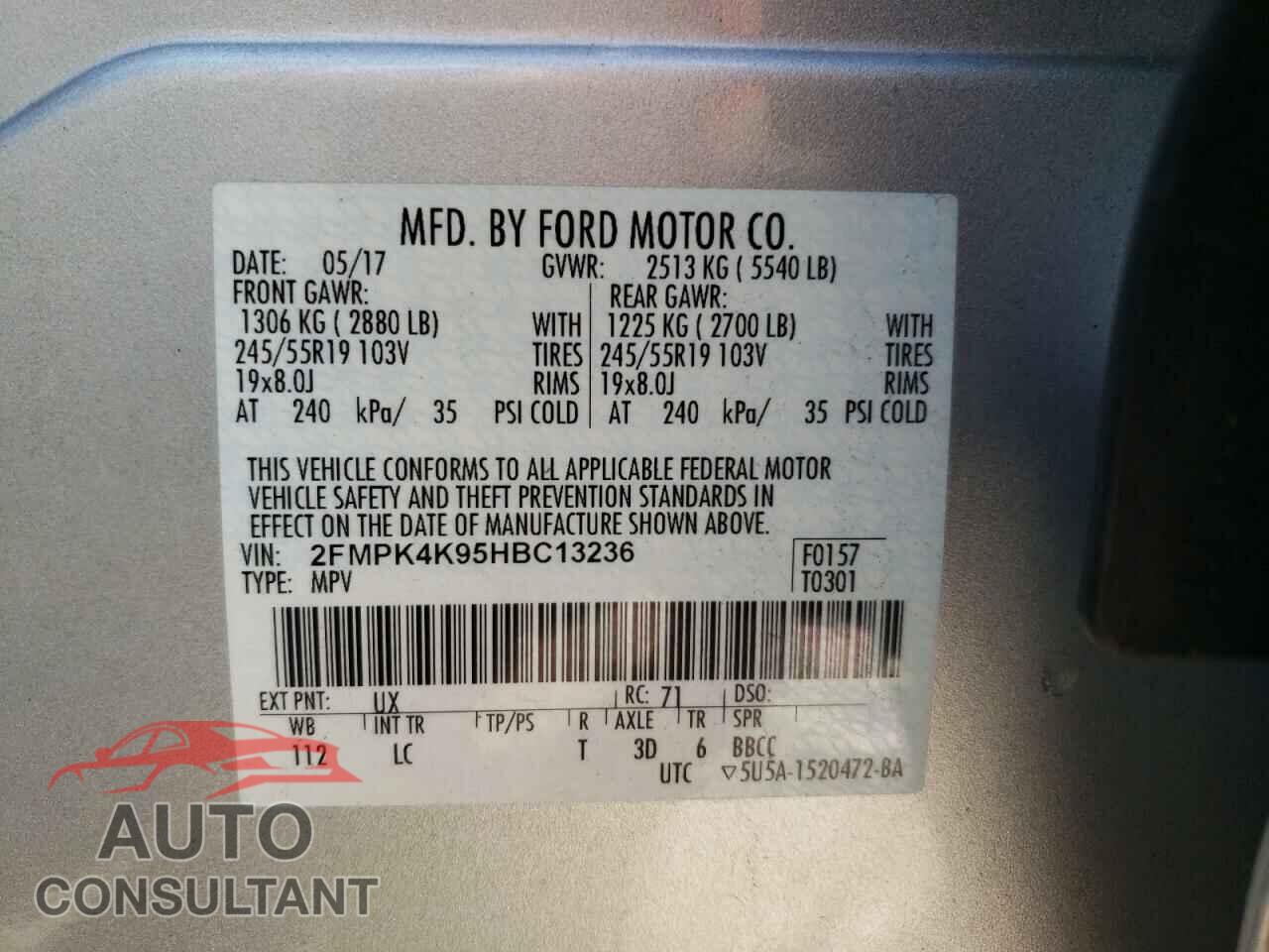 FORD EDGE 2017 - 2FMPK4K95HBC13236