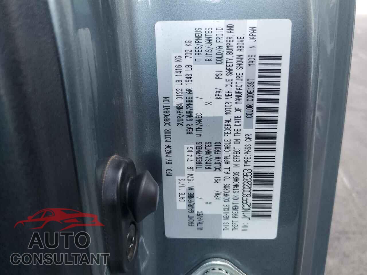 MAZDA MX5 2013 - JM1NC2PF8D0228353