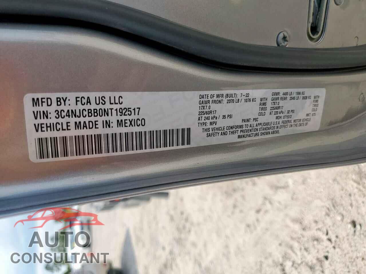 JEEP COMPASS 2022 - 3C4NJCBB0NT192517