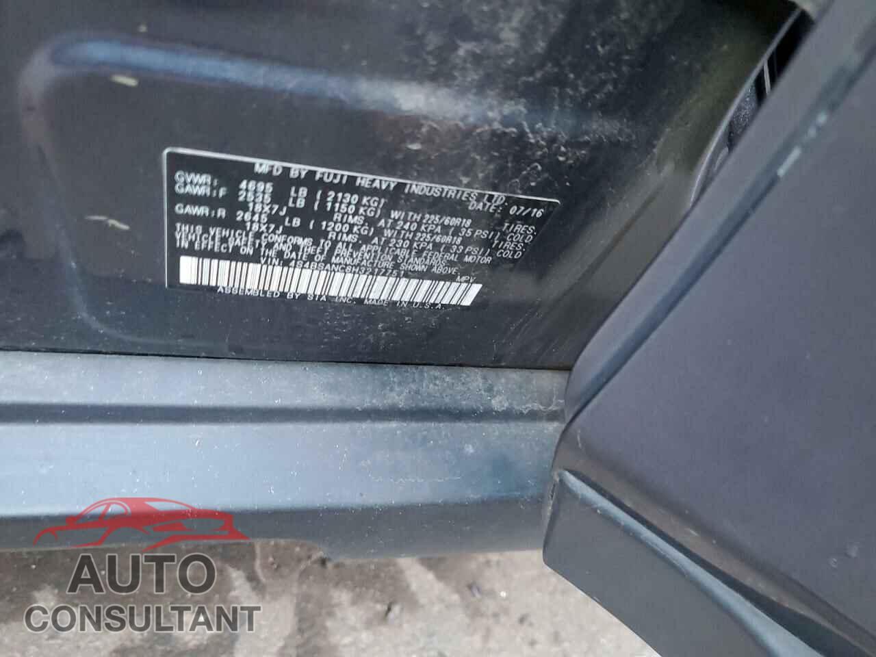 SUBARU OUTBACK 2017 - 4S4BSANC8H3217751