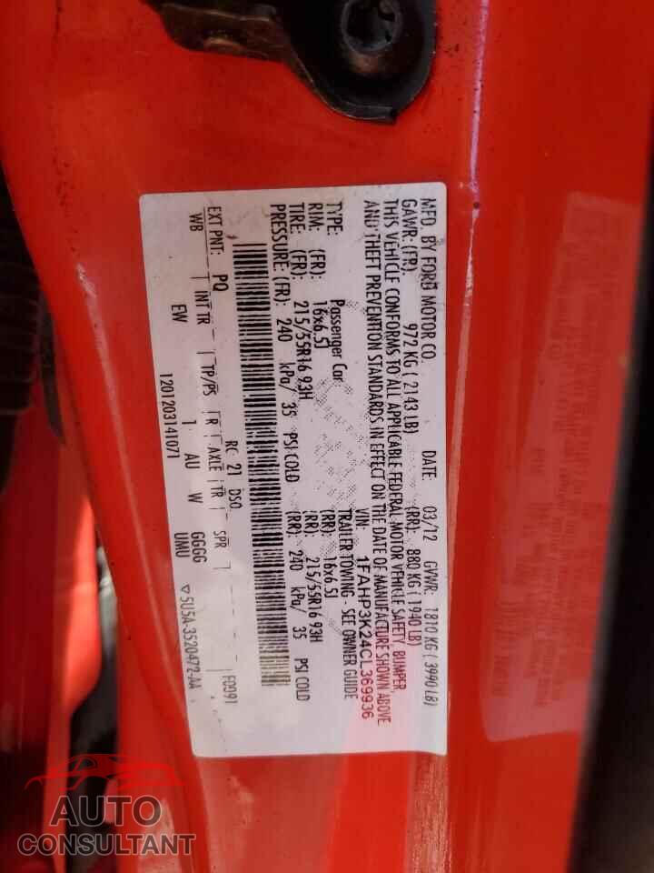 FORD FOCUS 2012 - 1FAHP3K24CL369936