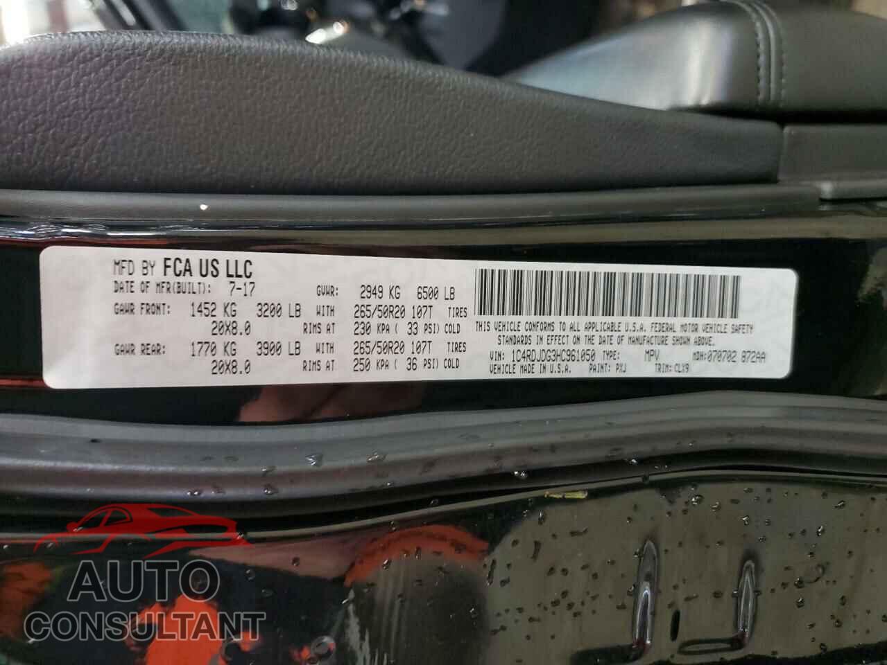 DODGE DURANGO 2017 - 1C4RDJDG3HC961050