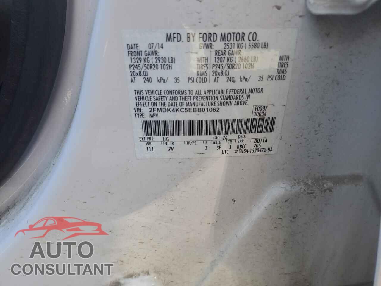 FORD EDGE 2014 - 2FMDK4KC5EBB01062