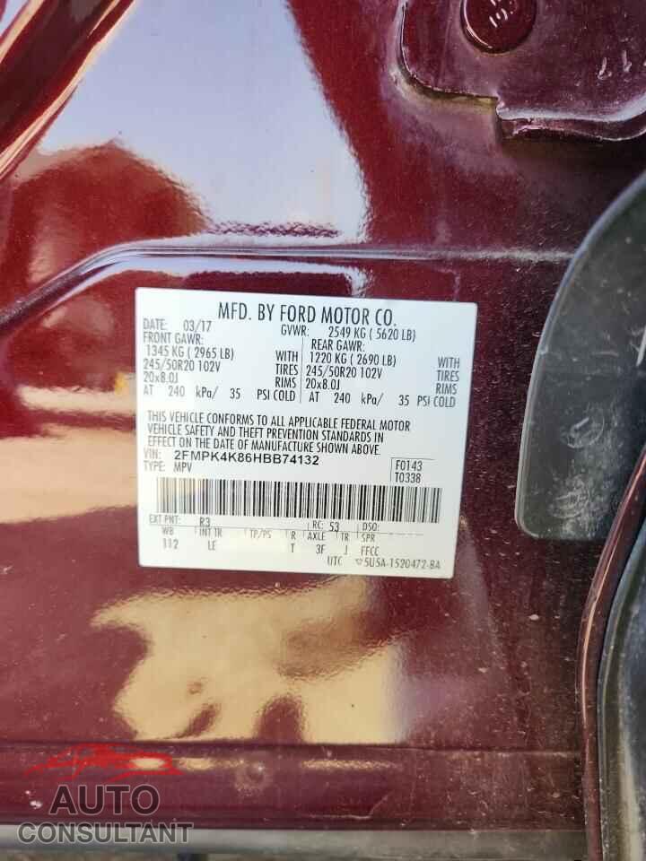FORD EDGE 2017 - 2FMPK4K86HBB74132