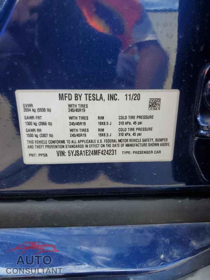 TESLA MODEL S 2021 - 5YJSA1E24MF424231