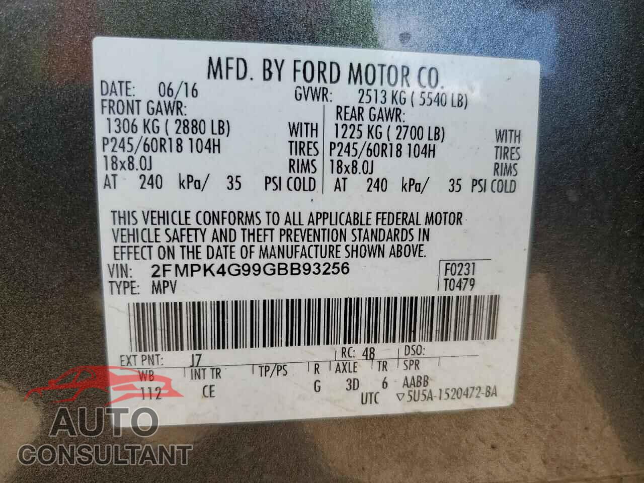 FORD EDGE 2016 - 2FMPK4G99GBB93256