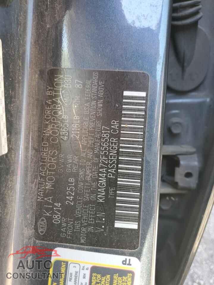 KIA OPTIMA 2015 - KNAGM4A72F5565817