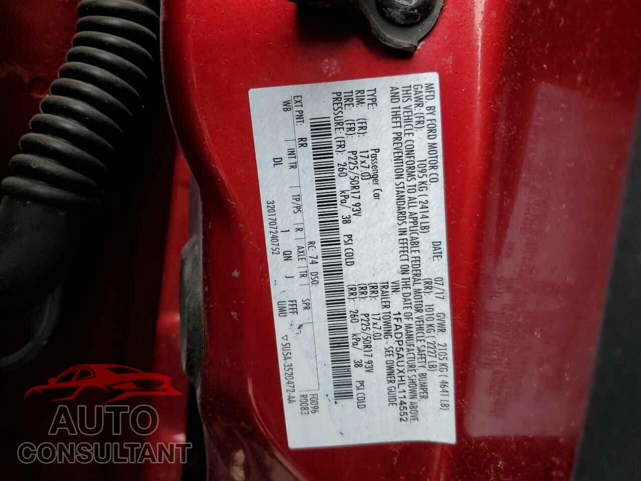 FORD CMAX 2017 - 1FADP5AUXHL114552