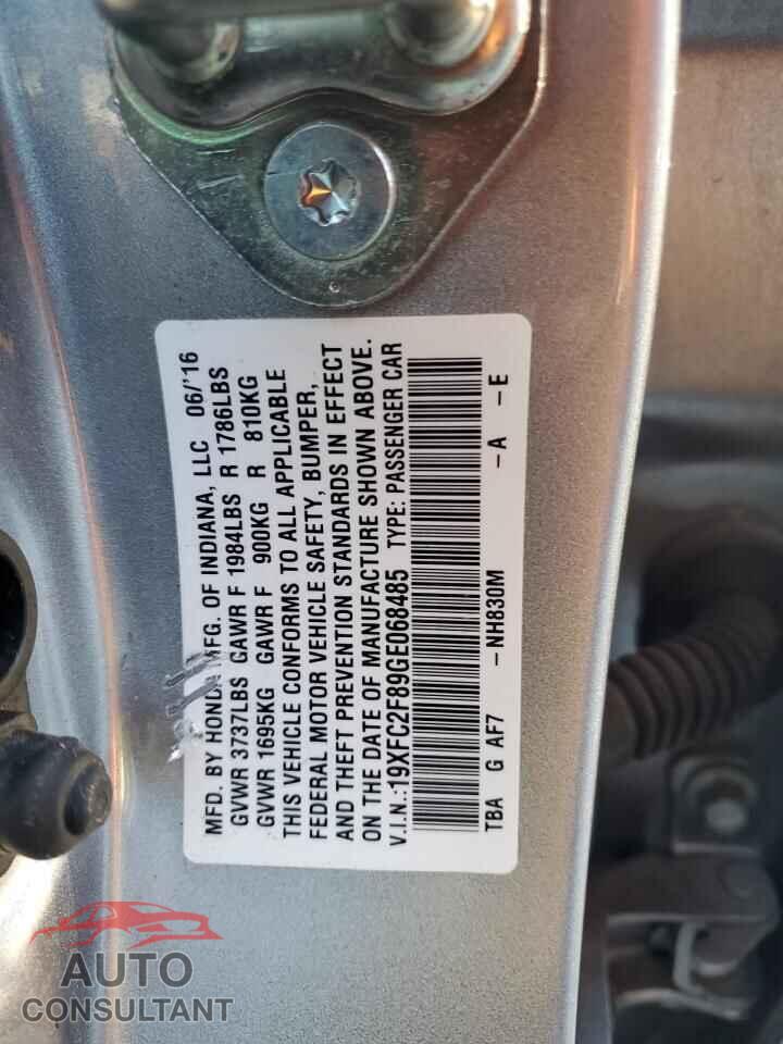 HONDA CIVIC 2016 - 19XFC2F89GE068485
