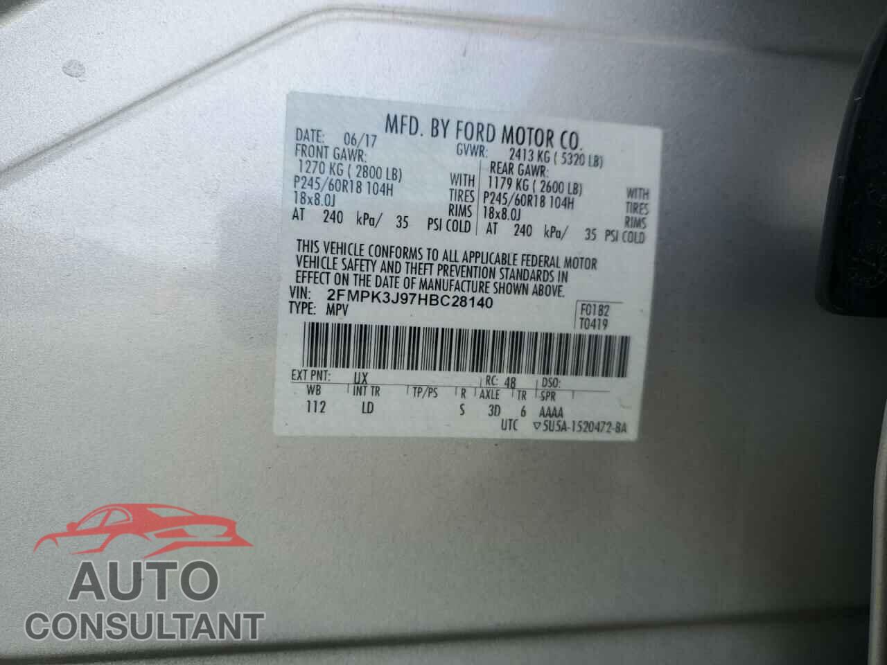 FORD EDGE 2017 - 2FMPK3J97HBC28140