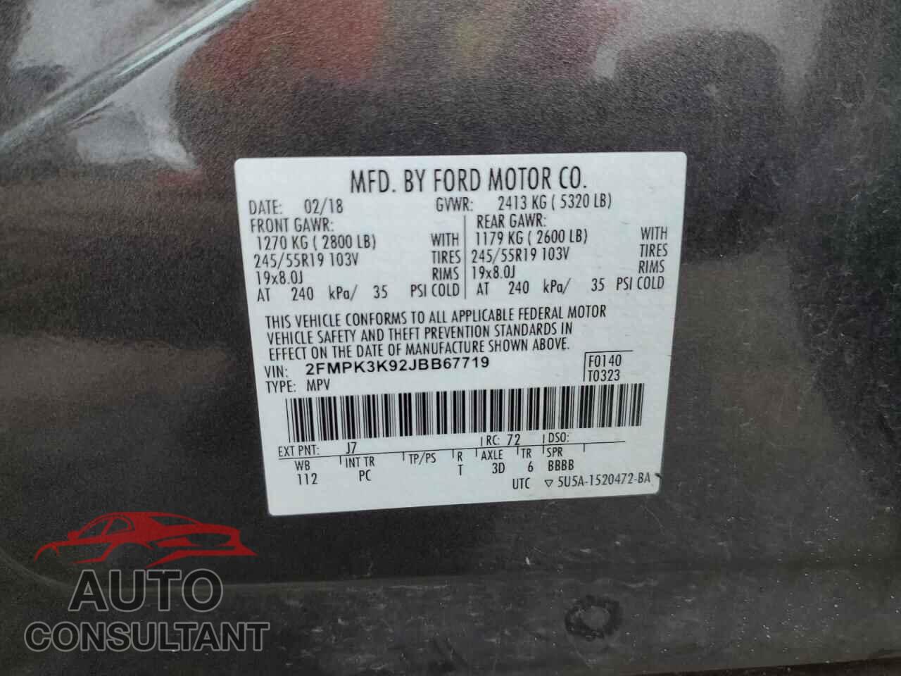 FORD EDGE 2018 - 2FMPK3K92JBB67719