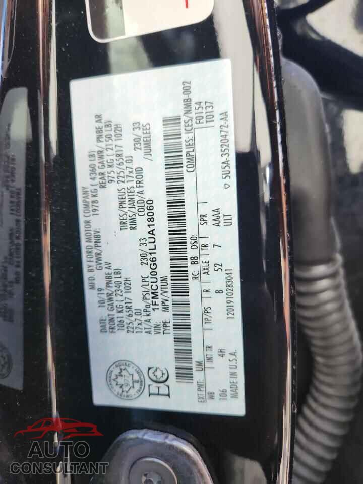 FORD ESCAPE 2020 - 1FMCU0G61LUA18060