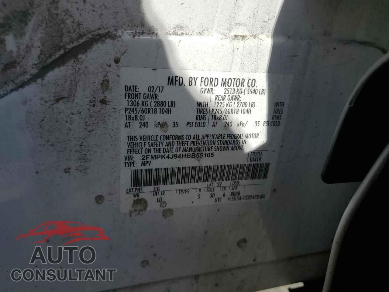 FORD EDGE 2017 - 2FMPK4J94HBB55105