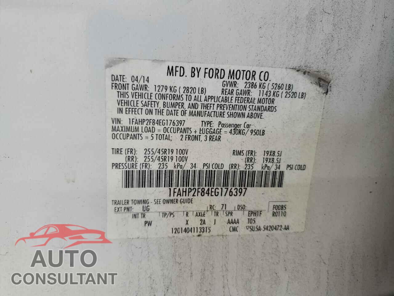 FORD TAURUS 2014 - 1FAHP2F84EG176397
