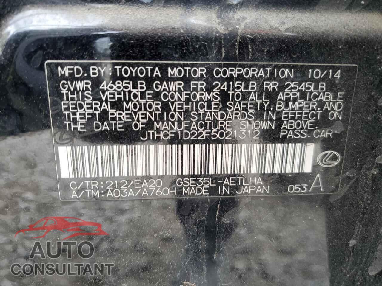 LEXUS IS 2015 - JTHCF1D22F5021312