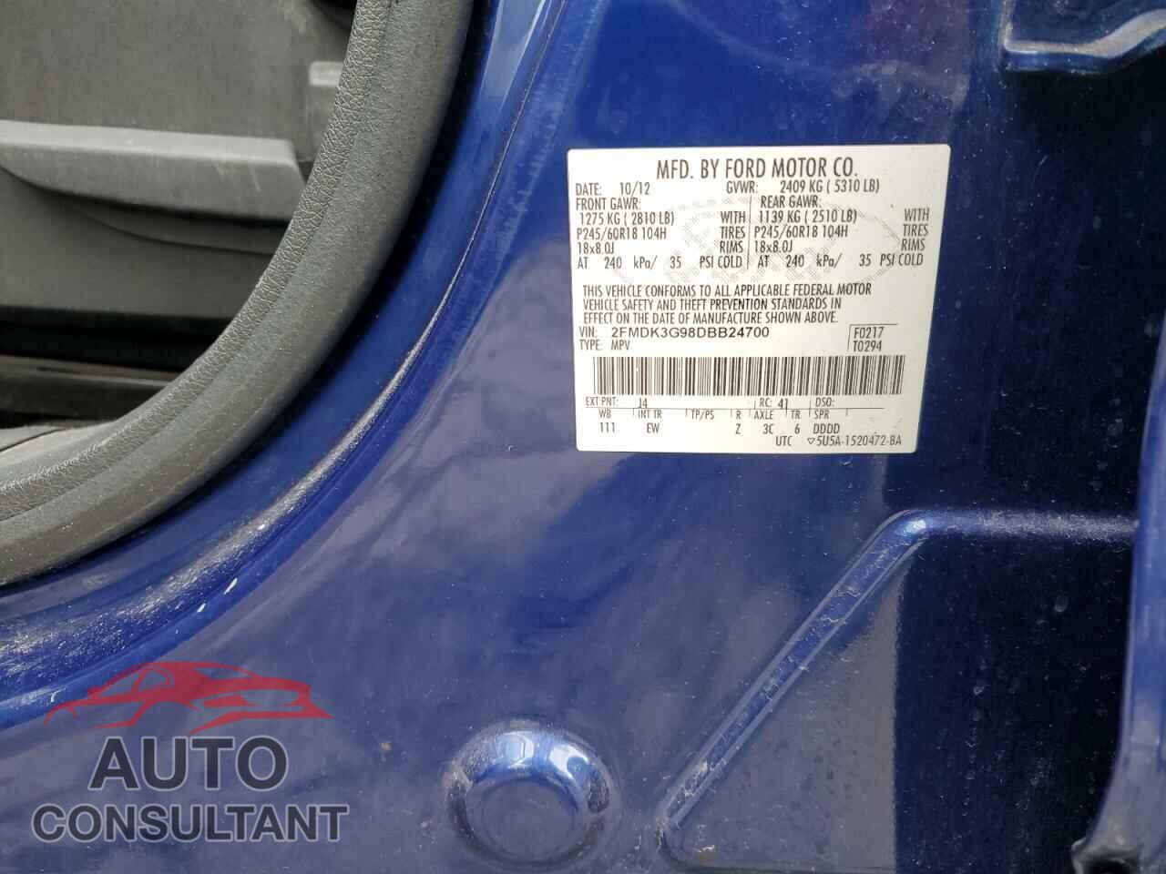 FORD EDGE 2013 - 2FMDK3G98DBB24700