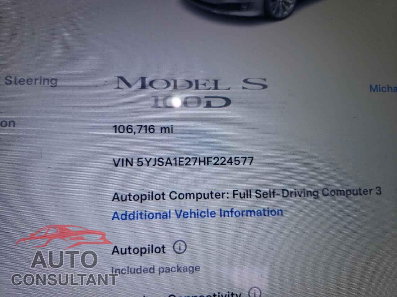 TESLA MODEL S 2017 - 5YJSA1E27HF224577