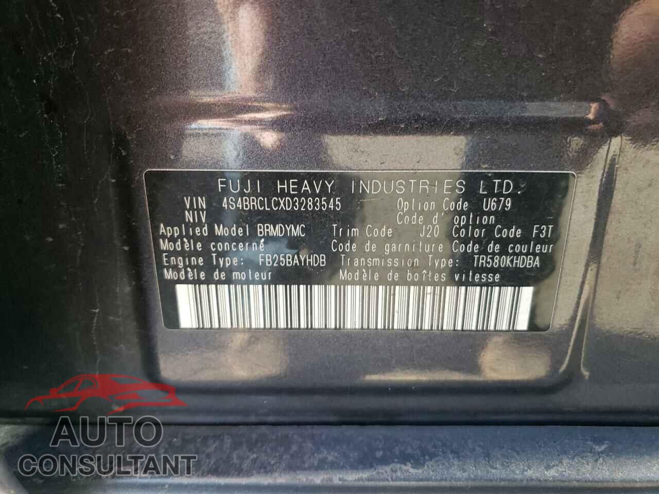 SUBARU OUTBACK 2013 - 4S4BRCLCXD3283545