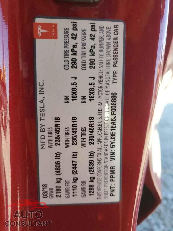 TESLA MODEL 3 2018 - 5YJ3E1EA6JF008886