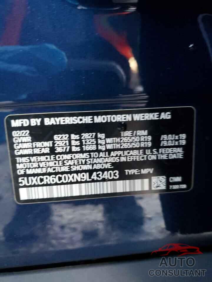 BMW X5 2022 - 5UXCR6C0XN9L43403
