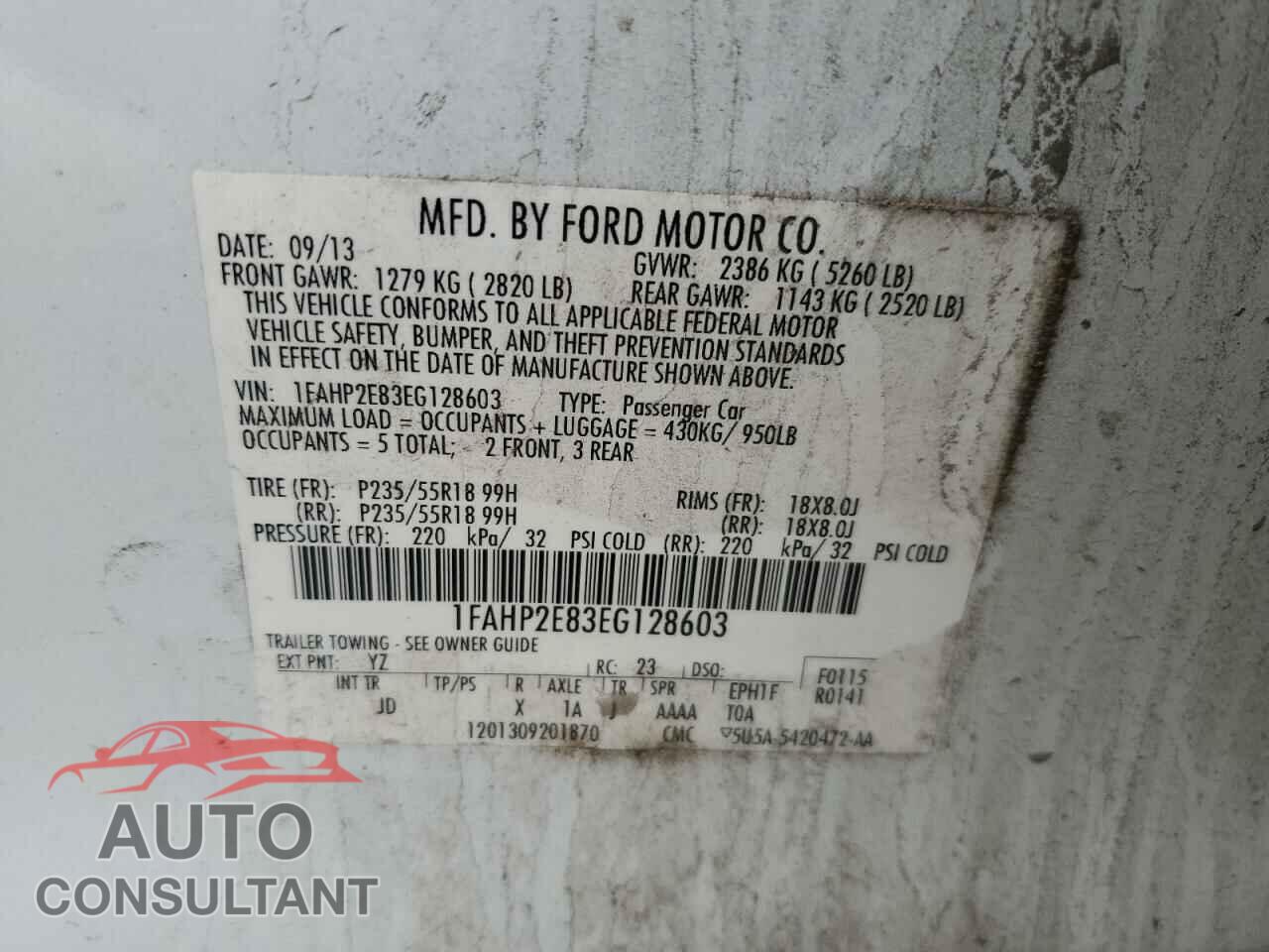 FORD TAURUS 2014 - 1FAHP2E83EG128603