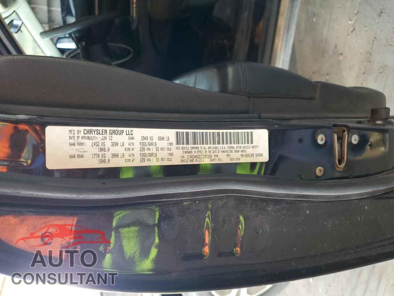 DODGE DURANGO 2012 - 1C4RDHAG2CC335320