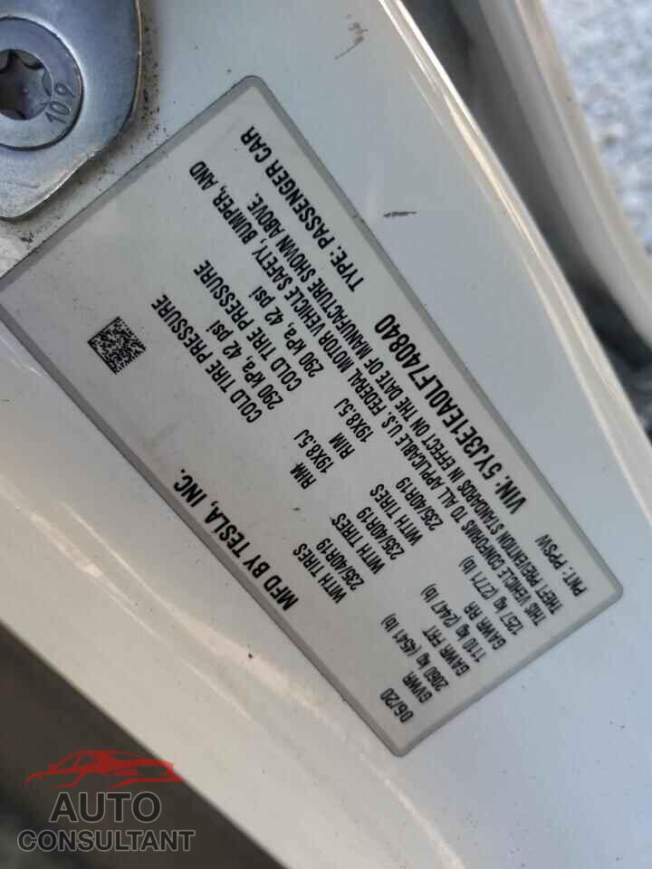 TESLA MODEL 3 2020 - 5YJ3E1EA0LF740840