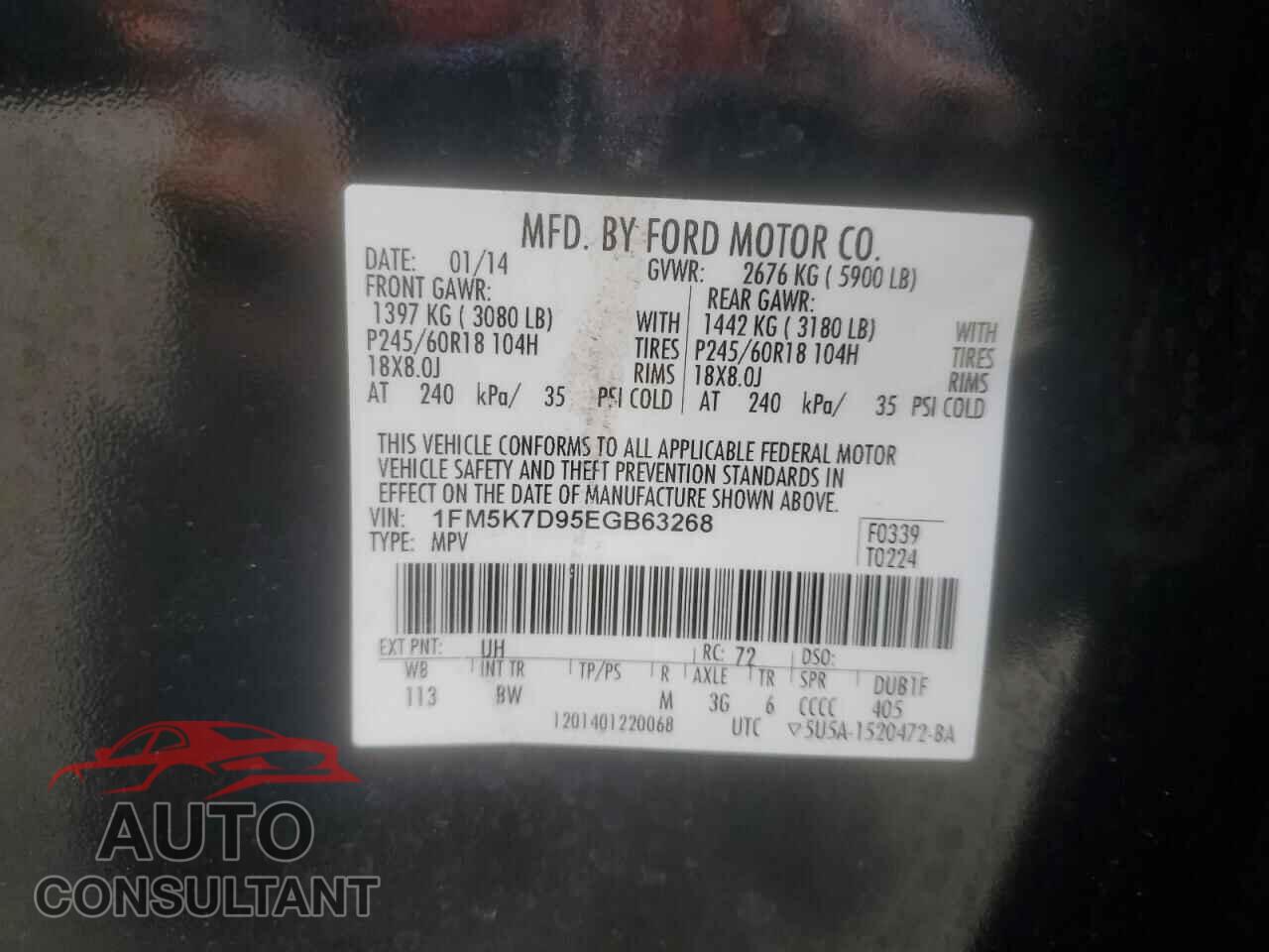 FORD EXPLORER 2014 - 1FM5K7D95EGB63268