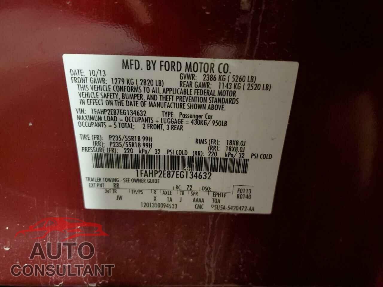 FORD TAURUS 2014 - 1FAHP2E87EG134632