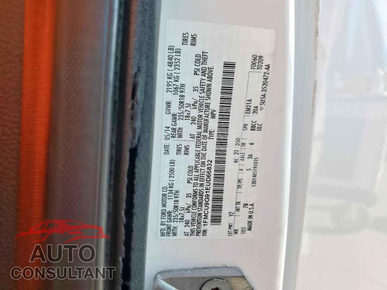 FORD ESCAPE 2014 - 1FMCU9G91EUD66832
