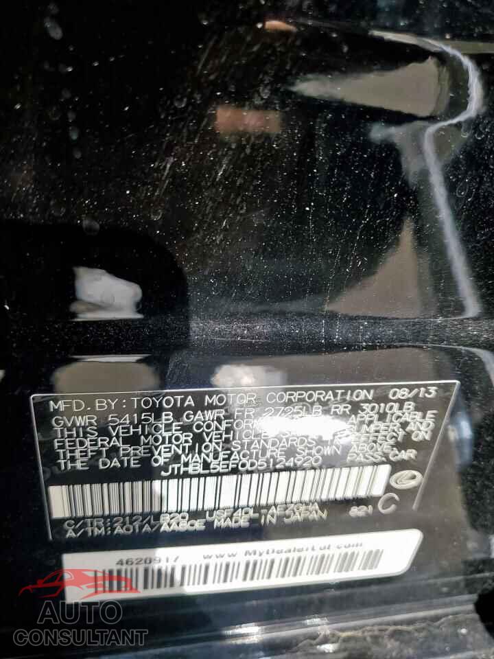 LEXUS LS460 2013 - JTHBL5EF0D5124920