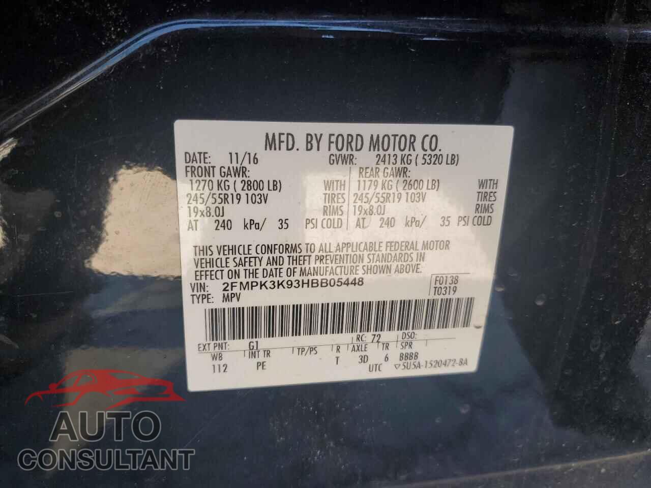 FORD EDGE 2017 - 2FMPK3K93HBB05448