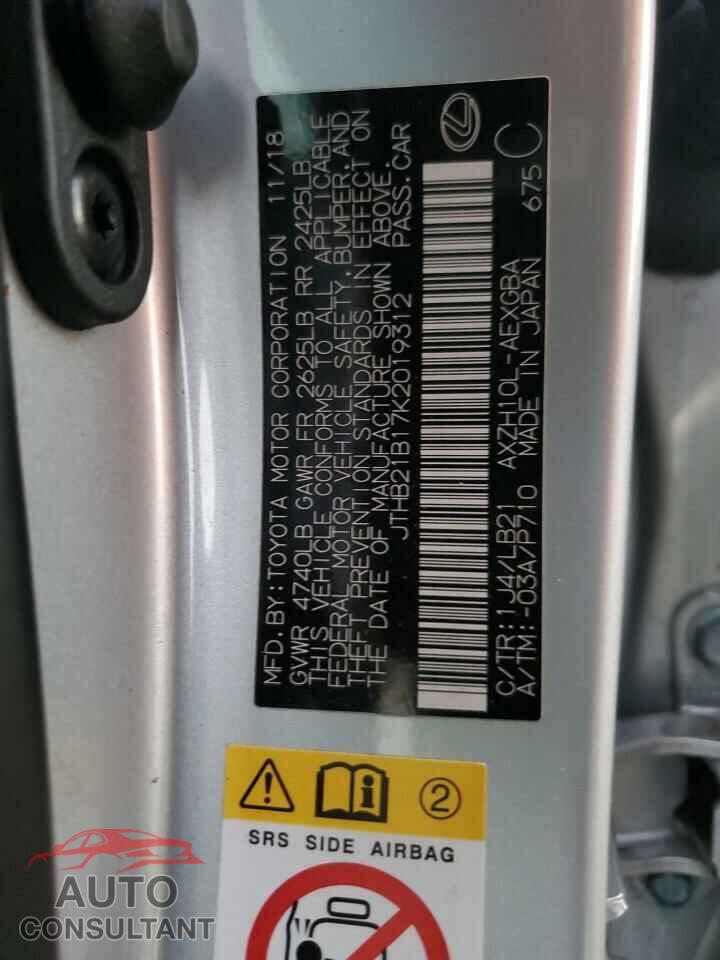 LEXUS ES300 2019 - JTHB21B17K2019312